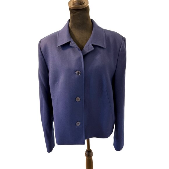 NWT Vintage Talbot's Women's Wool Navy Blue Button Down Career Jacket XL - Picture 2 of 7